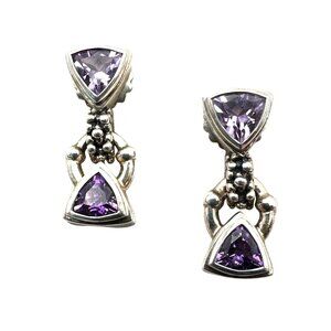 Michael Dawkins Womens Earrings Sterling Silver Amethyst 1" Pierced Chandelier